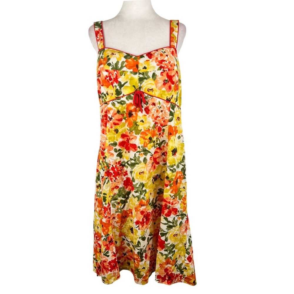 Vintage Floral Midi Sundress Size 18 Empire Waist Summer Sweetheart Coquette